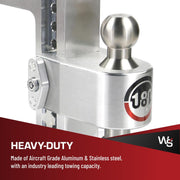 180-Degree Trailer Hitch, 3" Receivers, 8" Drop, SS Balls
