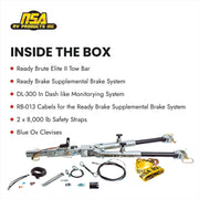 Ready Brute Elite II Tow Bar with Supplemental Brake System - 8,000 lbs Capacity, Heavy Duty Aluminum Body, US Made