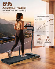3 in 1 Under Desk Treadmill with Handrails and Incline, Portable Folding Walking Pad for Home Office, 2.5 HP Quiet Mini Treadmill with LED Display & Remote, 300 Lbs Capacity, Black