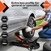 Low Profile Floor Jack 2.5 Ton (5000 lbs), Lift Range 3.4" to 14.6" for Cars & Sedans, Hydraulic Steel Jack with Single Piston Pump - Not for Trucks or SUVs