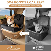 Dog Car Seat with Patented Safety System, 5" Elevated Cushion Fully Detachable Washable Cover, Memory Foam Dog Booster Car Seat for Small/Medium Dogs Up to 35 Lbs with Safety Belt
