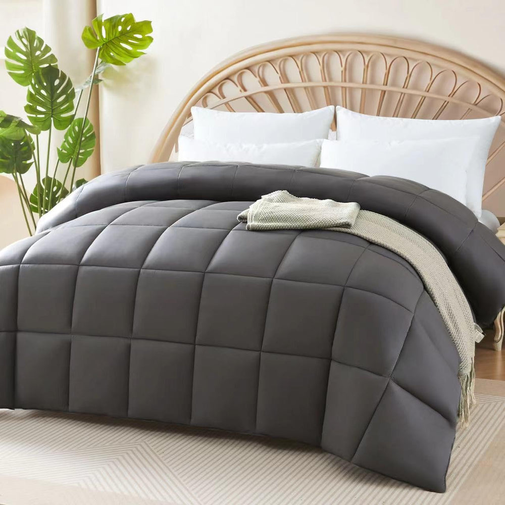 100% Viscose Made from Bamboo Comforter for Hot Sleepers, Hypoallergenic Breathable Summer Cooling Duvet Insert, Cloud Soft Silky Marshmallow Puff Feel, All Season King Size (102x90 Inches, Grey)