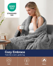 Ultra Soft Sherpa Weighted Blanket for Adults, 60"x80" 15lbs Heavy Blankets Cozy Comfort for Relaxing Nights, Double-Sided Fluffy Sherpa & Fleece, Double Inner Layers-No Bead Bunching, Even Weight