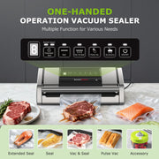 Vacuum Sealer for Food, Easy-Lock Handle with Digital Timer Built-in Cutter & Bag Storage for Sous Vide, Vacuum Sealer Machine Suitable for Dry & Moist Food Types, 1 Roll & 10 Bags