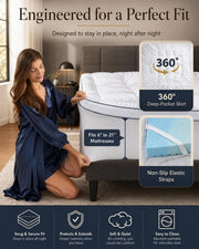 Queen Mattress Topper 4 Inch, Cooling Memory Foam Mattress Topper Queen Size with 2" Gel Foam & 2" Soft Pillow Top, Bamboo Viscose Cover, 21" Deep Pocket Mattress Pad (Queen)