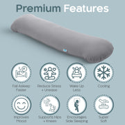 Weighted Body Pillow 8lbs, Cooling Tencel Cover, 48” x 14” XL Calming Weighted Comfort, Breathable Cooling Cover, Machine Washable, Made for Side Sleepers, Glass Bead Filled, Cooling Grey