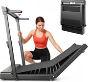 Foldable Walking Pad Treadmill with Height-Adjustable Handlebar
