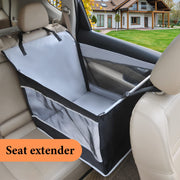 Dog Car Seat Large Medium Size Dog, Back Seat Extender for Dogs with Hard Bottom, Waterproof Fabric, Breathable Mesh Sides, Adjustable Seat Belt Leash, Carseat for Dogs with Non-Slip Bottom Grey
