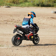 50cc Dirt Bike Mini Bike 4-Stroke Pocket Rocket Motorcycle, 8 Inch Wheels Mini Motorcycle, Gas Pocket Motorbike with Front Rear Disc Brakes, Dual Headlights, Premium Material Black
