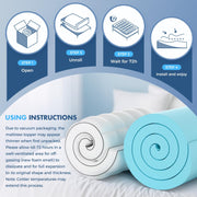 Layer Memory Foam Mattress Topper, Queen Mattress Pad, 4 Inch