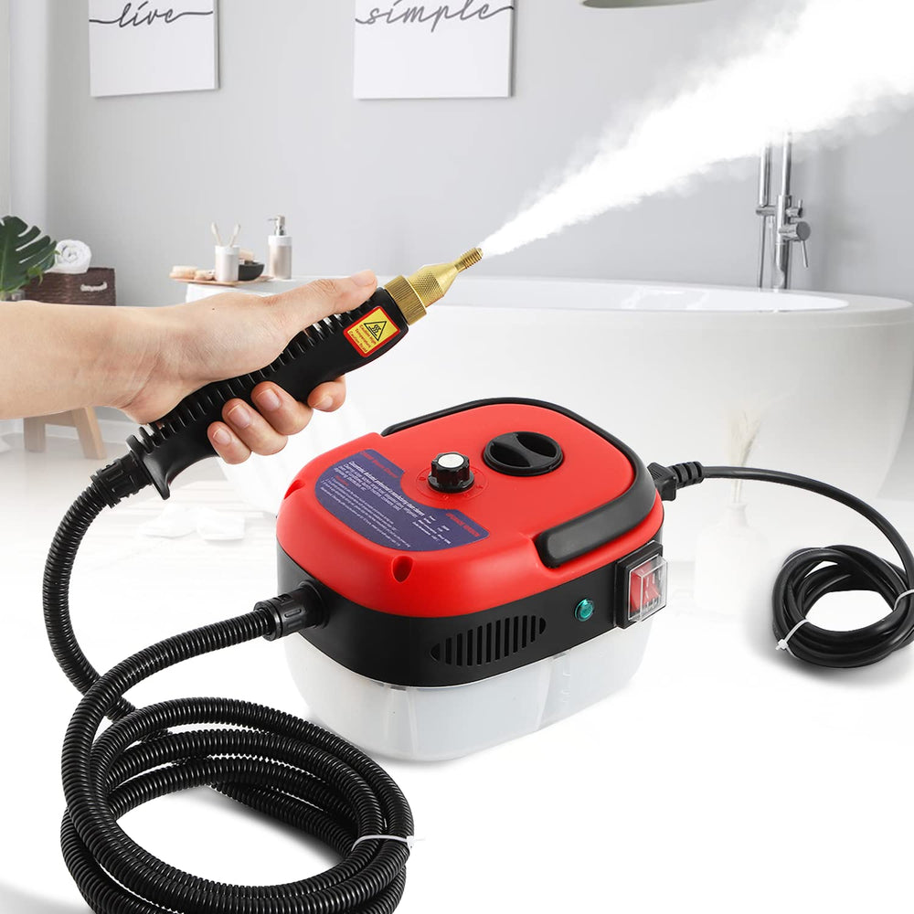 High Pressure Steam Cleaner, 2500W Portable High Temp Bathroom Power Steamer Cleaning Machine For Home Use Grout Tile Kitchen Grease Car Detailing Engine (110V, Red)