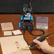 939D-II 2-IN-1 Wood Burning Kit 86-IN-1 with 51 Solid Points and 20 Wire Nibs Wood Burner with 2 Letter Number Stencils, 2 Unfinished Wood, 1 Pen Holder, Burning Tool
