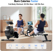 16-Level Dual-Rail Magnetic Rowing Machine, Advanced LCD Monitor, Wide Seat, Charcoal, 300 lb Capacity