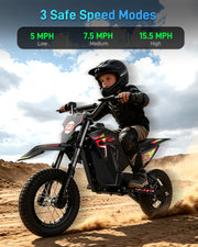 36V Electric Dirt Bike for Kids 3-10, Peak 700W, 15.5 MPH, 13.7 Miles