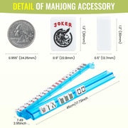 American Mahjong Tile Set,166 White Tiles Mahjong Set,4 Colors Mahjong Racks,Travel Mahjong Set with Blue Carrying Bag