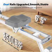 16-Level Dual-Rail Magnetic Rowing Machine, App-Ready Monitor, Wide Seat, Gray, 300 lb Capacity