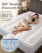 Queen Mattress Topper 4 Inch, Cooling Memory Foam Mattress Topper Queen Size with 2" Gel Foam & 2" Soft Pillow Top, Bamboo Viscose Cover, 21" Deep Pocket Mattress Pad (Queen)