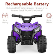 6V Kids Ride On Toy, 4-Wheeler Quad ATV Play Car w/ 1.8MPH Max Speed, Treaded Tires, Rubber Handles, Push-Button Accelerator - Purple