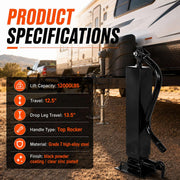 12000lbs Trailer Jack, Adjustable Drop Leg, 26" Vertical Travel