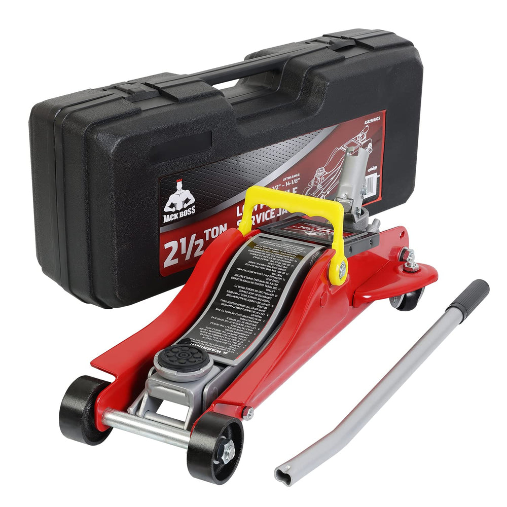 Floor Jack 2.5 Ton (5500 LBs) Hydraulic Low Profile Trolley Car Jack with Portable Storage Case, Lifting Range 3.5" to 14", Fit Use for Automotive Sedans, Red