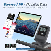 16-Level Magnetic Rowing Machine with Extended Slide Rail, LCD Monitor, Wide Seat, Charcoal, 350 lb Capacity