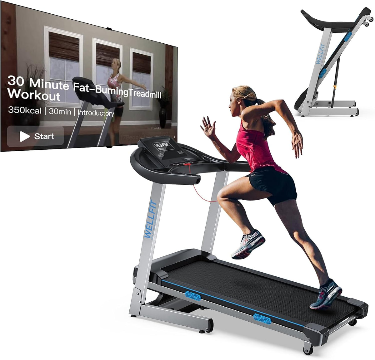 Home Treadmill 400+LB Capacity, 4.0HP Heavy Duty Treadmill Foldable