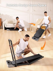 Foldable Walking Pad Treadmill with Handle Bar Under Desk
