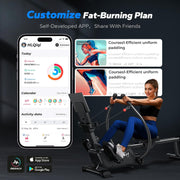 16-Level Dual-Rail Magnetic Rowing Machine, Advanced LCD Monitor, Standard Seat, Black, 250 lb Capacity