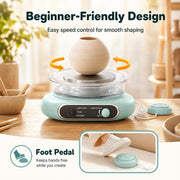 Mini Pottery Wheel for Kids Teens Beginners Starters 4.7" Turntable with Foot Pedal, Adjustable Speed, Electric Clay Wheel with 8 Shaping Tools, Birthday Gifts for Girls