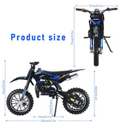 Kids Dirt Bike 49CC 2-Stroke Gas Powered Mini Motorcycle | 10" Tires, Front & Rear Disc Brakes | Reaches 25 MPH, Supports 330LBS | for Teens & Adults Blue B1