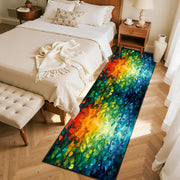 Colorful Leaf Branch Runner Rugs for Hallway, 3.3x10ft, Colorful Botanical Printed Pattern Entrance Carpets, Machine Washable Fade Resistant Home Decor Mats for Bedroom