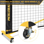 Portable Pickleball Net Set with Wheels, 22 FT & Half Court 11 FT Pickle Ball Net System, Steady Metal Frame with Carry Bag for Backyards, Driveways, and Garages