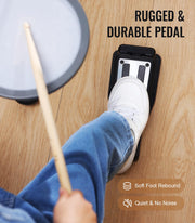 MK-0 Electric Drum Set with 7'' Quiet Mesh Drum Pads, 8'' Full Rubber Cymbals, 12 Kits and 68 Authentic Sounds, USB MIDI, Throne, Sticks, Headphone, 2 Switch Pedals for Beginners & Kids