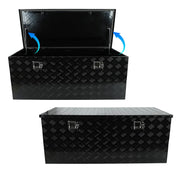 48"X19.5"X17.5" Black Heavy Duty Aluminum Pickup Truck Bed 5 Bar Tread Pattern Truck Tool Box, Under Truck Storage Trailer Tongue Box with Lock and Key for Truck,RV Trailer, ATV