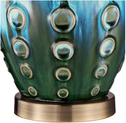 26 1/2" Tall Table Lamps Set of 2 Modern Ceramic Teal Mid Century