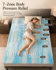 Queen Mattress Topper 4 Inch, Cooling Memory Foam Mattress Topper Queen Size with 2" Gel Foam & 2" Soft Pillow Top, Bamboo Viscose Cover, 21" Deep Pocket Mattress Pad (Queen)