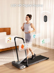 Foldable Walking Pad Treadmill with Handle Bar Under Desk