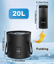 Portable Camping Shower, 6000mAh Rechargeable Shower Pump, Filtered Shower Head & 5 Gallons Foldable Bucket, Outdoor Shower for Hiking Beach, Travel, Pet Bath, Car Washing, Surf & Boat Cleaning