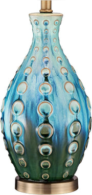 26 1/2" Tall Table Lamps Set of 2 Modern Ceramic Teal Mid Century