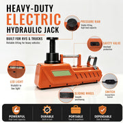 15 Ton Electric Hydraulic Floor Jack, 12V DC Heavy Duty Truck Jack with LED Light for RV, SUV, Van, Sedan, Trucks (7.8-20.4 Inch Lift)