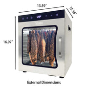 Stainless Steel Biltong Box Food Dehydrator & Drying Cabinet Large 10 Trays & 5 Hanging Rods, 110V with 20-90°C Temperature Control – Perfect for Drying Biltong, Meat, Vegetable & Fruits
