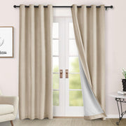 100" Wx84 L Taupe Full Blackout Curtains for Sliding Door, Thermal Insulated Drapery for Living Room Bedroom Windows Patio Door, Modern Chenille Grommet Curtains with Tieback 1 Panel