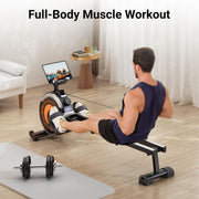 16-Level Dual-Rail Magnetic Rowing Machine, Advanced LCD Monitor, Standard Seat, Gray, 265 lb Capacity