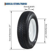 ST205/75D15 Trailer Tire and Wheel Assembly, 5 Lug, Set of 2