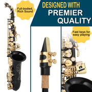 Alto Saxophone Drop E Brass Sax Full Kit for Student Beginner, Black