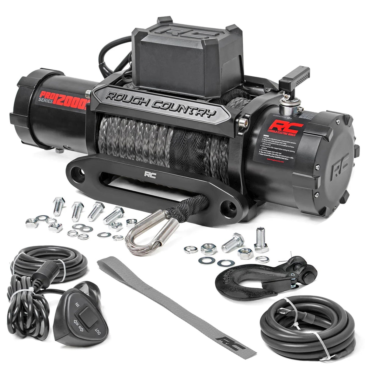 12,000LB Electric Winch | Synthetic Rope - PRO12000S, Black