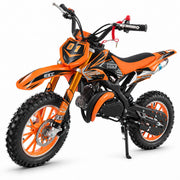 50cc Gas Dirt Bike for Kids 8-14, 2-Stroke Engine Mini Dirt Bike & Pit Bike, Dual Disc Brakes, Pull Start, 10 Inch Off-Road Tires, 25MPH Youth Motocross, Orange