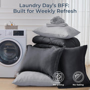 7-Piece California King Comforter Set, Dark & Light Grey Bed in a Bag