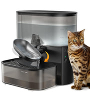 Wireless Cat Water Fountain No Filters, Wastewater Separation, Stainless Steel Bowl, 3.5L Pet Water Fountain for Cats & Dogs Dispenser, Black