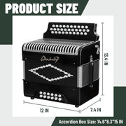 Accordion 31Key 12Bass Diatonic G/C/F w Case Strap Gloves Cloth (Black)
